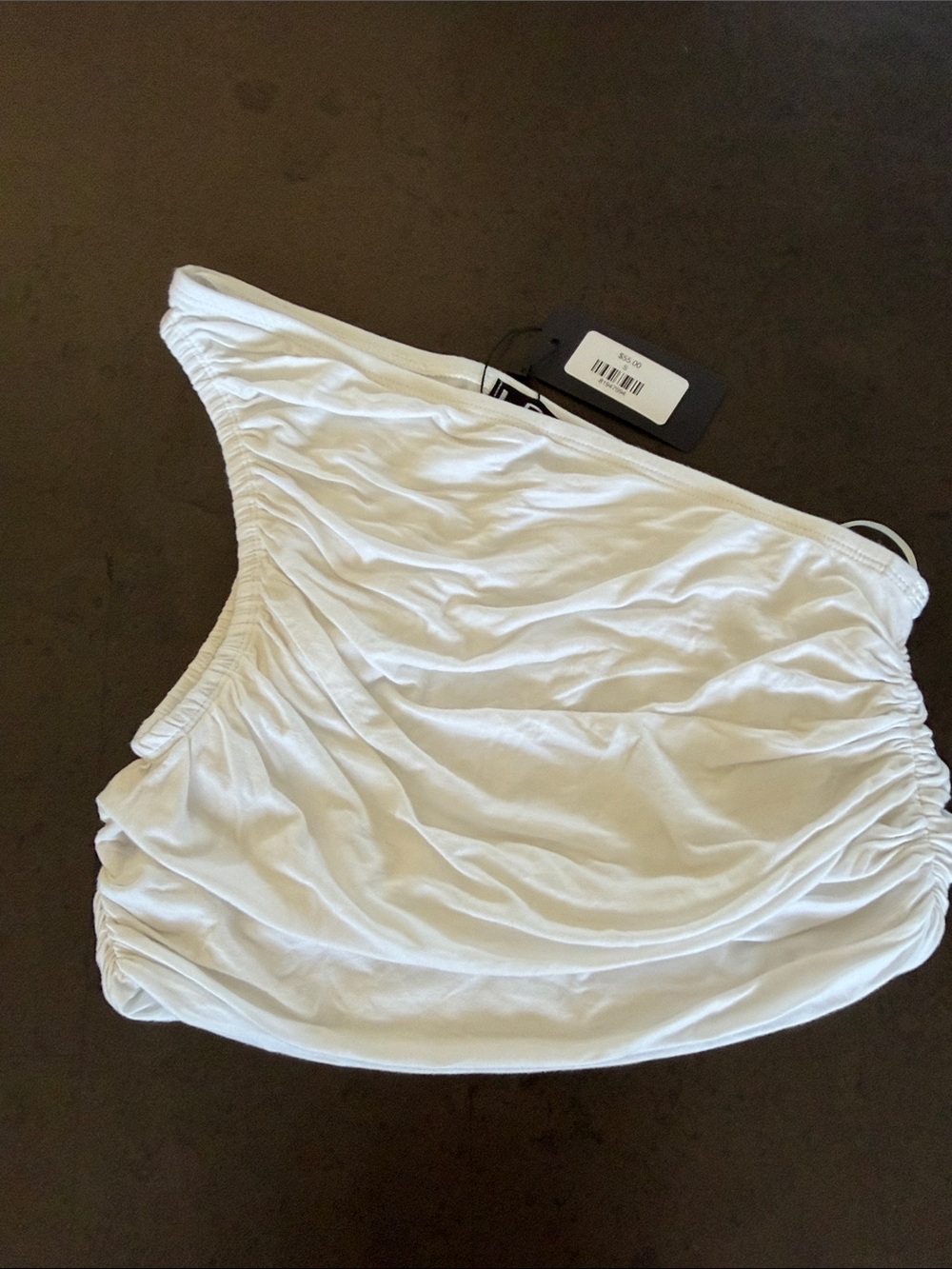 Women’s One-Shoulder White Ruched Top